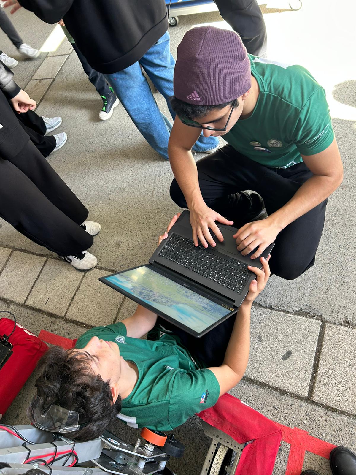 Team working on robot code